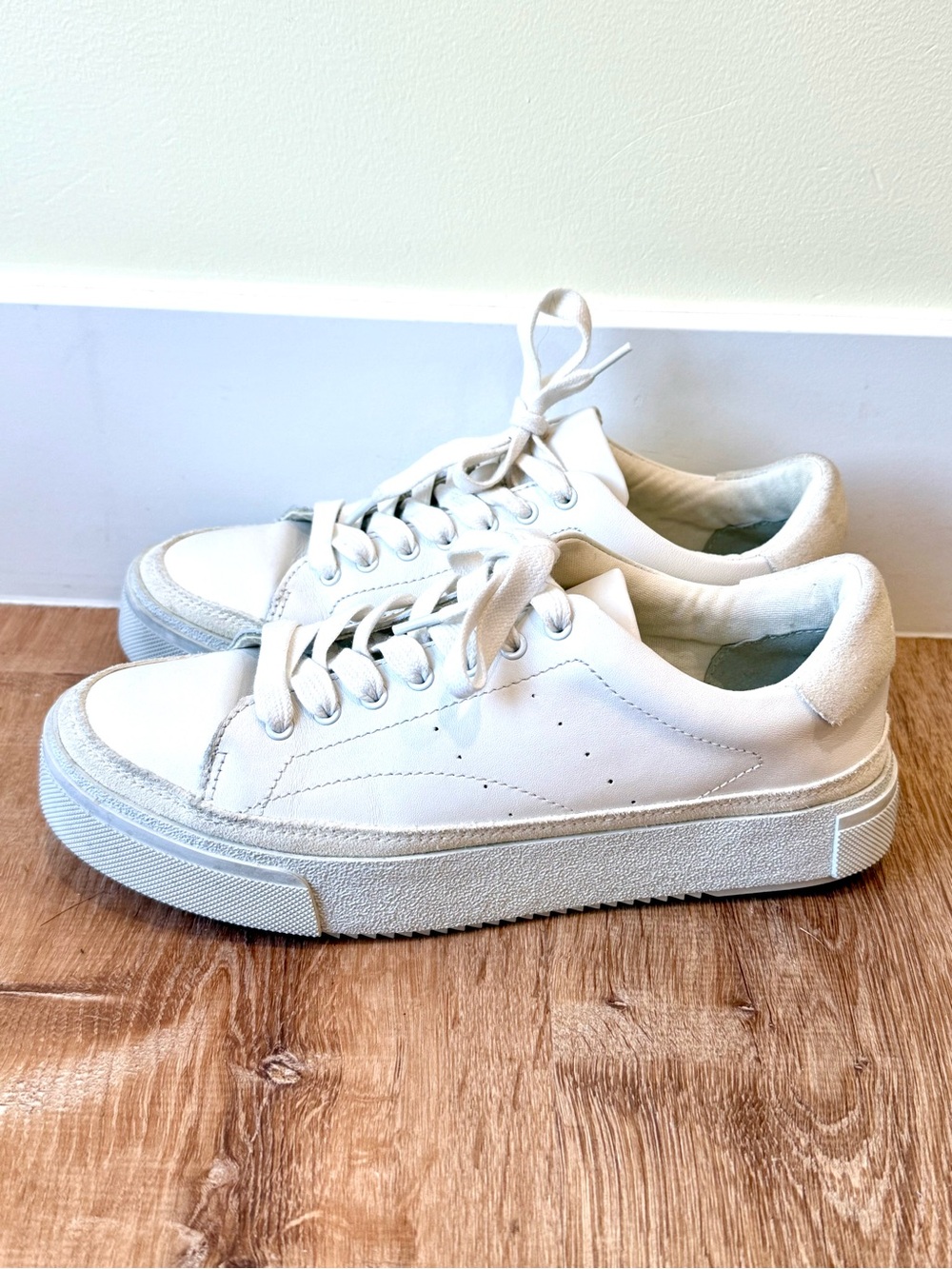 AllSaints Trish White Leather Low-Top Sneakers